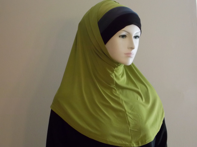 light olive Triple Band undersacrf 2 piece hijab 20
